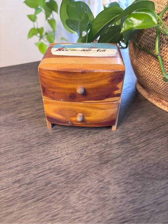 Other - Vintage Handmade Wooden 2-Drawer Jewelry/Trinket Box in Warm Brown